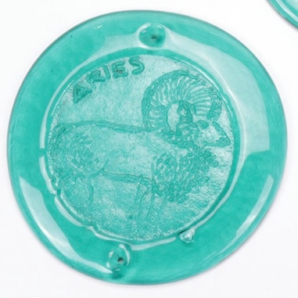 Blenko Zodiac Glass Wall Plaque, Aries, 20th C.